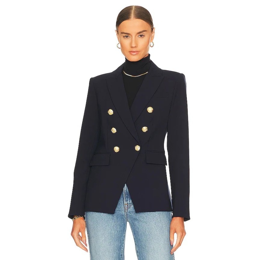 Veronica Beard Miller Dickey Jacket Black Gold Button Blazer 0 MSRP $795